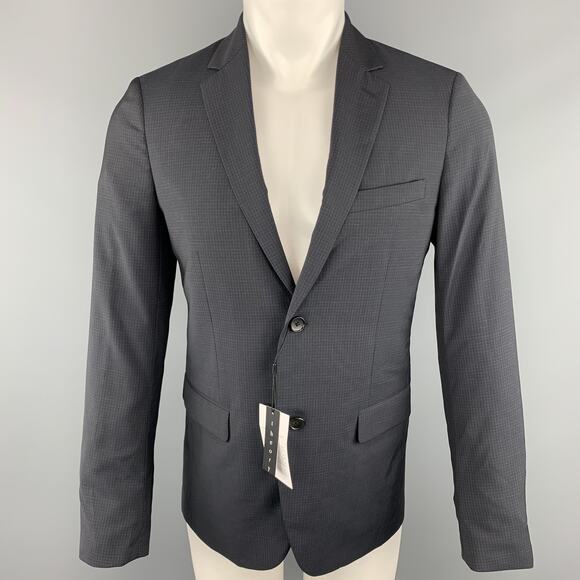 THEORY Wellar Size 38 Regular Grid Navy Wool Sport Coat - Picture 1 of 1